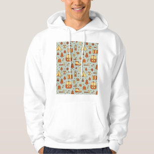Sudadera Iconos de viaje de aventura, patrón sin fisuras.