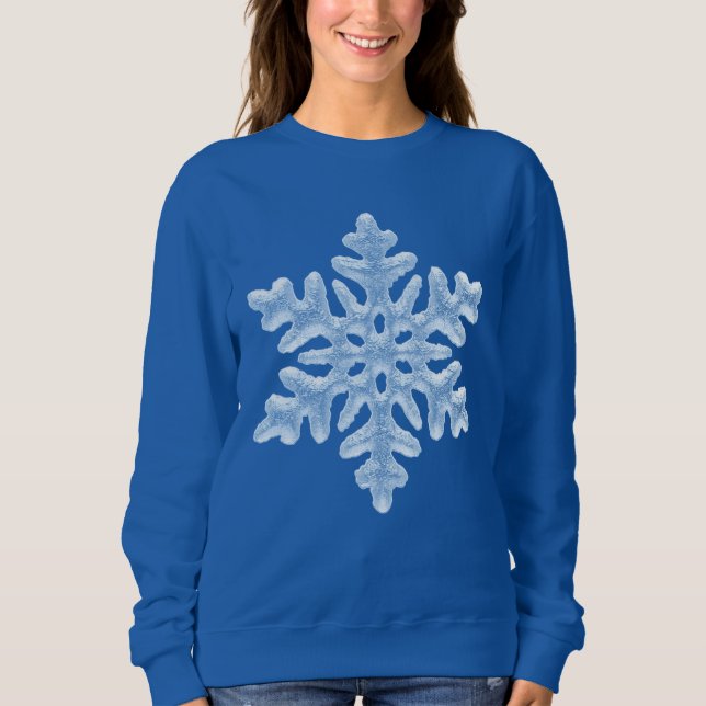 Sudadera Icy White Frozen Snowflake Elegante Feliz Navidad (Anverso)