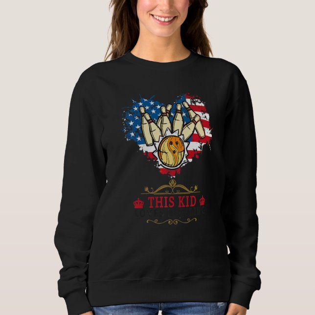 Sudadera Idea de bolos para niños con corazón de bandera am (Anverso)