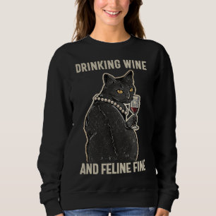 Sudadera Idea De Gato De Vino Y Vino Fino