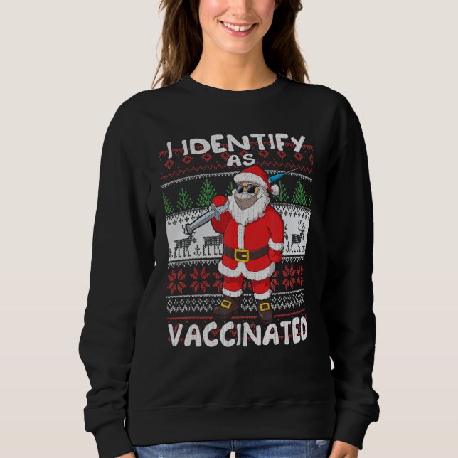 Sudadera Identificar como vacunado Santa Claus con máscara  (Anverso)
