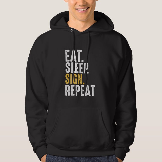 Sudadera Idioma de Rótulo de repetición del Rótulo de sueño (Anverso)