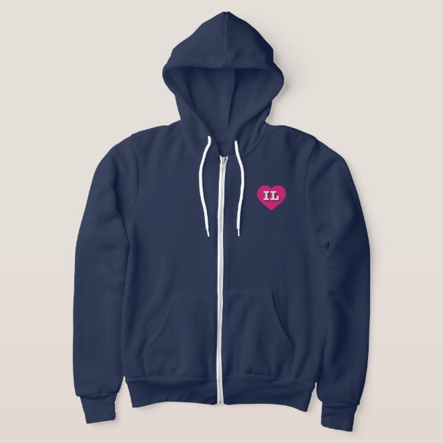 Sudadera Illinois Hot Pink Heart - Amo a IL (Distribución)
