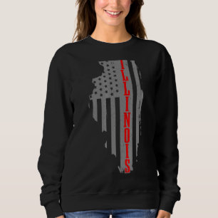 Sudadera Illinois Mapa de Estado de Bandera Americana Orgul
