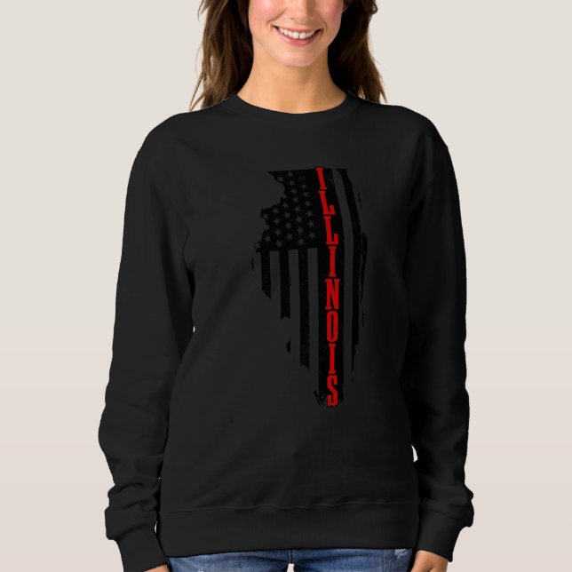 Sudadera Illinois Mapa de Estado de Bandera Americana Orgul (Anverso)