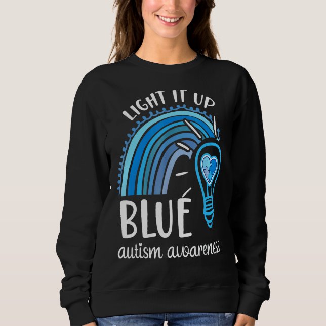 Sudadera Iluminarlo Azul Autismo Conciencia Mes Arcoiris Pu (Anverso)