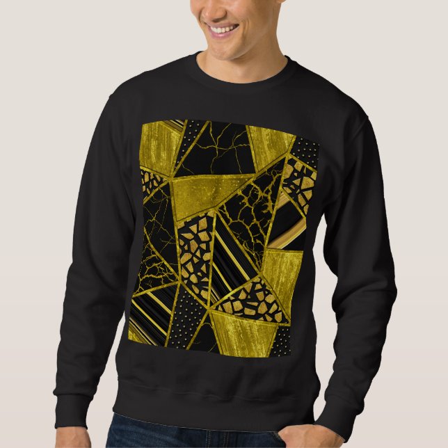 Sudadera Ilusión de textura del triángulo negro dorado (Anverso)