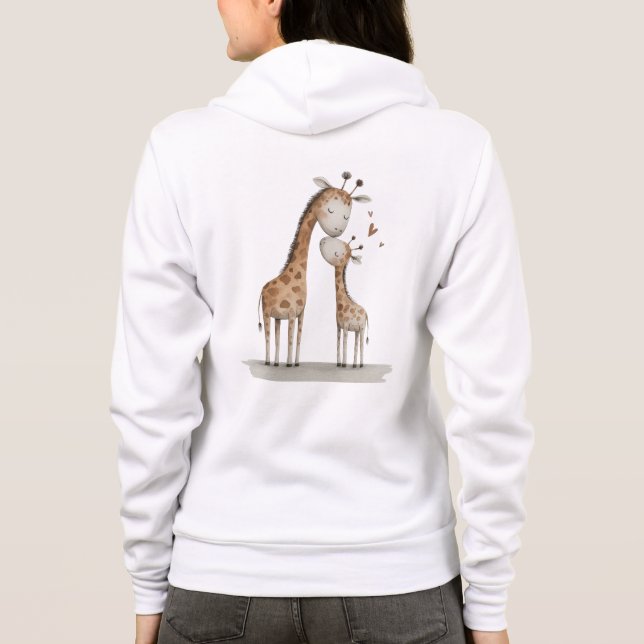 Sudadera Ilustración adorable de mamá y bebé jirafa (Reverso)
