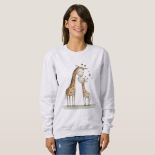 Sudadera Ilustración adorable de mamá y bebé jirafa