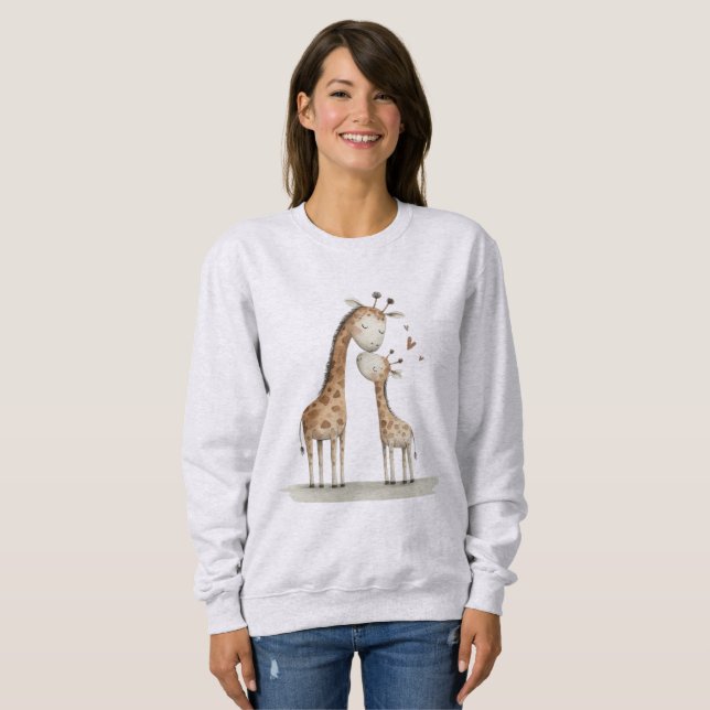 Sudadera Ilustración adorable de mamá y bebé jirafa (Anverso completo)