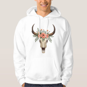 Sudadera Ilustración Botánica Occidental Boho Cráneo de Tor