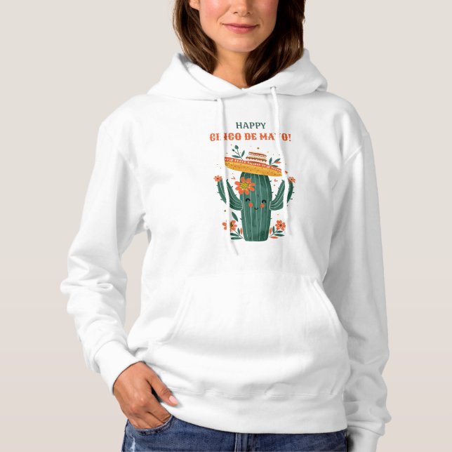 Sudadera Ilustracion Cactus mexicano feliz Cinco de Mayo (Anverso)
