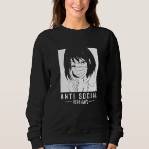 Sudadera Ilustracion Chica japonés antisocial con Mamáes fa