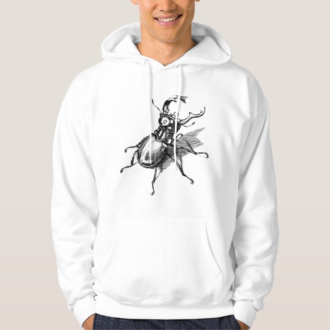 Sudadera Ilustración científica de escarabajo ciervo vintag (Anverso)