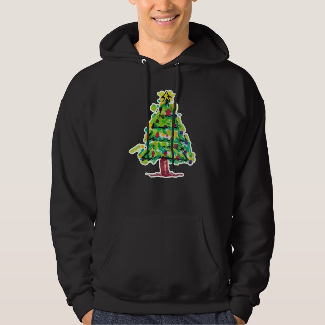 Sudadera Ilustración Colorida de Árbol de Navidad (Anverso)