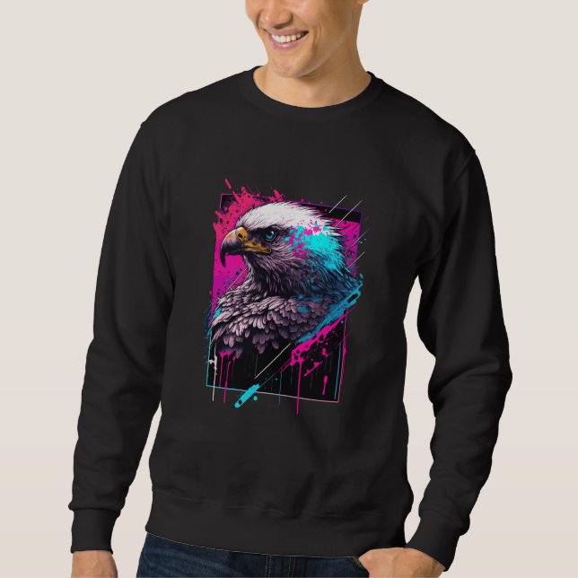 Sudadera Ilustración de águila de salpicadura colorida salv (Anverso)