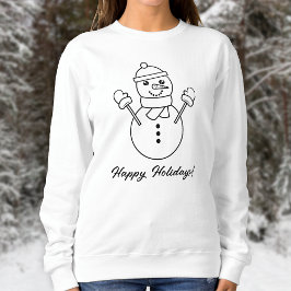 Sudadera Ilustracion De Arte De Línea Snowman Con Texto Per