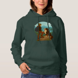 Sudadera Ilustración de aventura de niña y perro de montaña