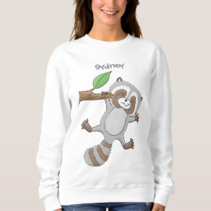 Sudadera Ilustracion de bebé de raccoon feliz lindo