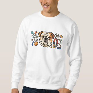 Sudadera Ilustración de Bulldog Adorable con Juguetes para