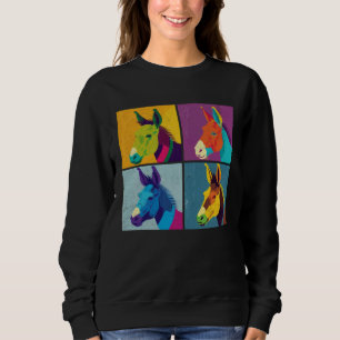 Sudadera Ilustración de burro pop animal colorido mujeres h