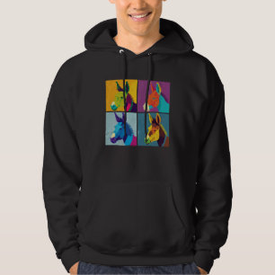 Sudadera Ilustración de burro pop animal colorido mujeres h