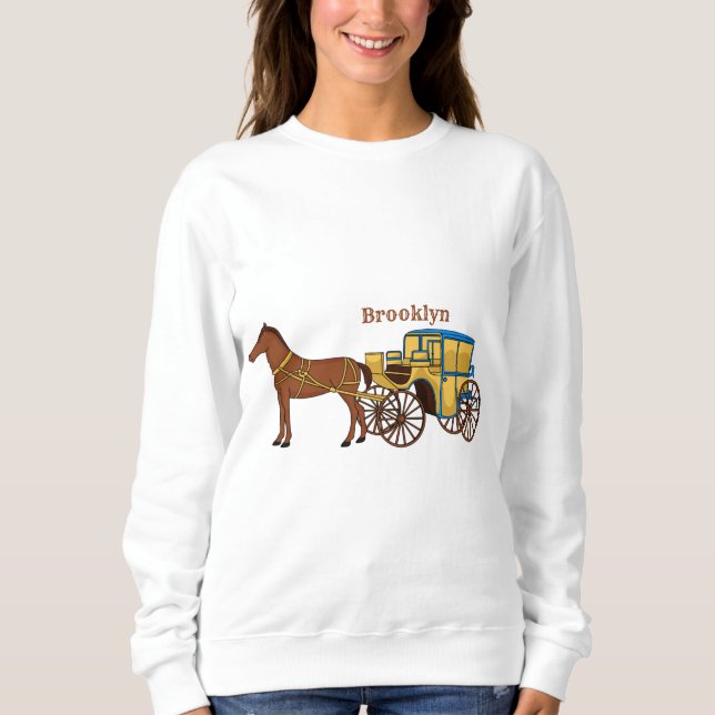 Sudadera Ilustracion de caballos y carruajes reales (Anverso)