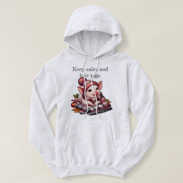 Sudadera Ilustracion de cerdo adorable y eslogan corto (Diseño del anverso)
