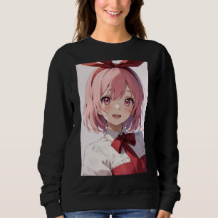 Sudadera Ilustración de chica anime linda con cabello rosa