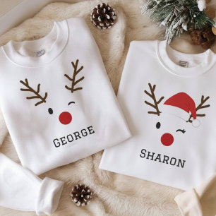 Sudadera Ilustración de ciervo de Navidad con nombre person