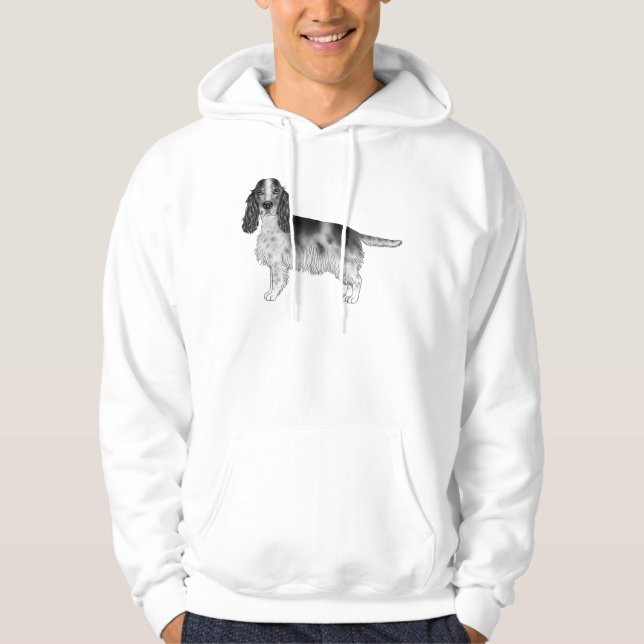 Sudadera Ilustración de Cocker Spaniel inglés en blanco y n (Anverso)