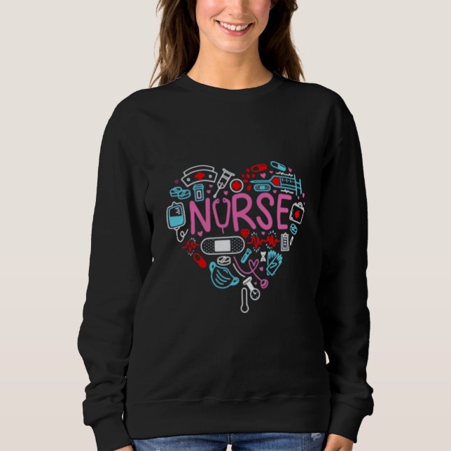 Sudadera Ilustracion de corazón de enfermería (Anverso)