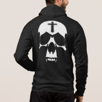 Ilustracion de cráneo gótico negro y blanco demoni