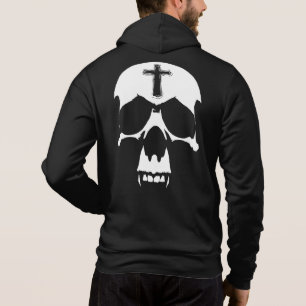 Sudadera Ilustracion de cráneo gótico negro y blanco demoni