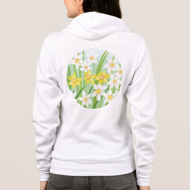 Sudadera Ilustracion de Daffodils de primavera blanca y ama (Reverso)