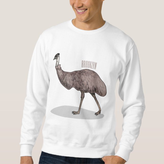 Sudadera ilustración de dibujos animados de ave emú (Anverso)