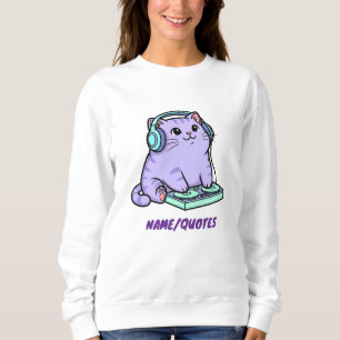 Sudadera Ilustración de dibujos animados de gato DJ Kawaii
