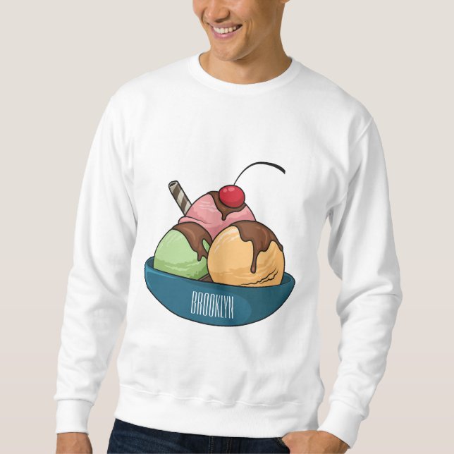 Sudadera Ilustración de dibujos animados de helado  (Anverso)