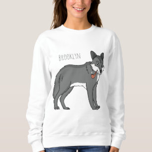 Sudadera Ilustración de dibujos animados de lobo gris con p