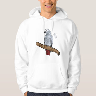 Sudadera Ilustración de dibujos animados de loro gris afric