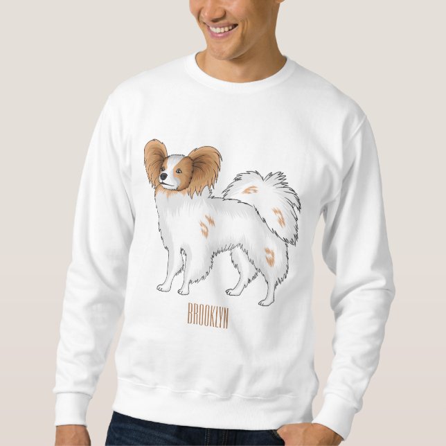 Sudadera Ilustración de dibujos animados de perro Papillon (Anverso)