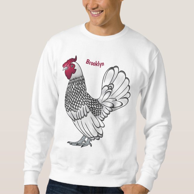 Sudadera ilustración de dibujos animados de pollo Sebright (Anverso)