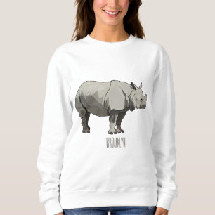 Sudadera ilustración de dibujos animados de rinoceronte de 