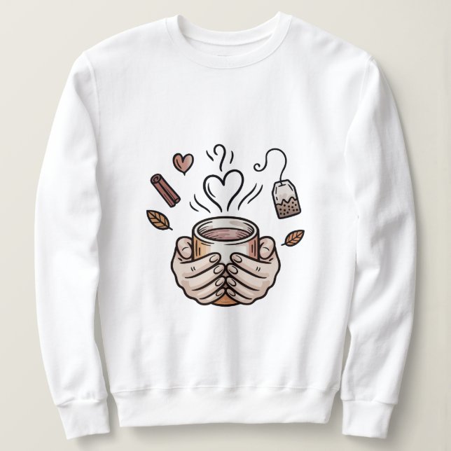 Sudadera Ilustración de Doodle de Taza de Té de Otoño (Anverso del diseño)
