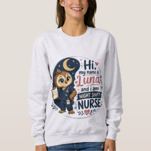 Sudadera Ilustración de enfermera de turno de noche RN búho