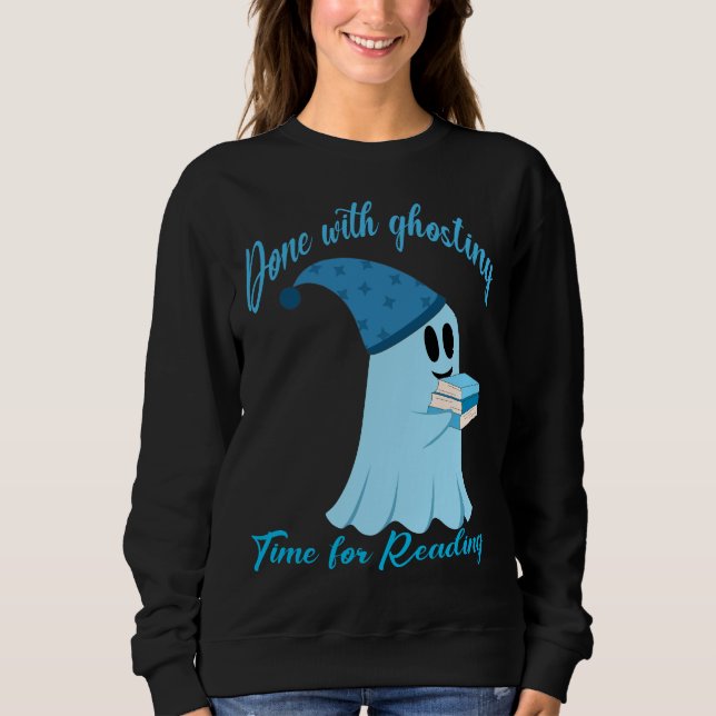 Sudadera Ilustración de Fantasma Lector Adorable – Amante d (Anverso)