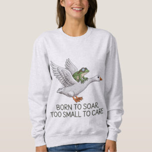 Sudadera Ilustración de ganso volador rana divertida nacida