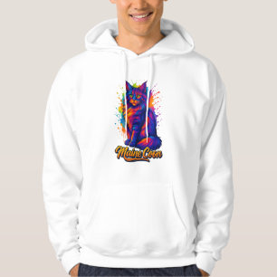 Sudadera Ilustracion de gato colorido de arte pop de Maine 