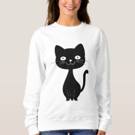 Sudadera Ilustración de gato de dibujos animados negro mini