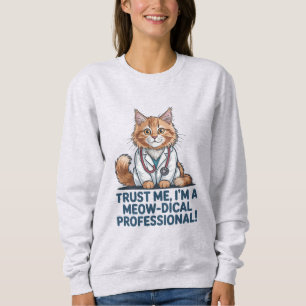 Sudadera Ilustración de gato divertido y médico con juego d